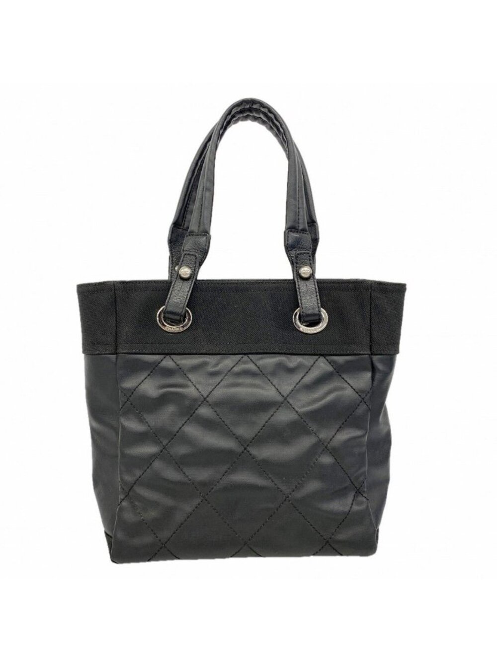 Chanel Tote Paris Biarritz Canvas Black Silver